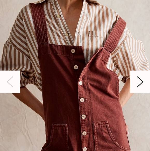 FREE PEOPLE ( WE THE PEOPLE) BROWN OVERALLS SIZE XL WIDE LEG - Picture 4 of 12